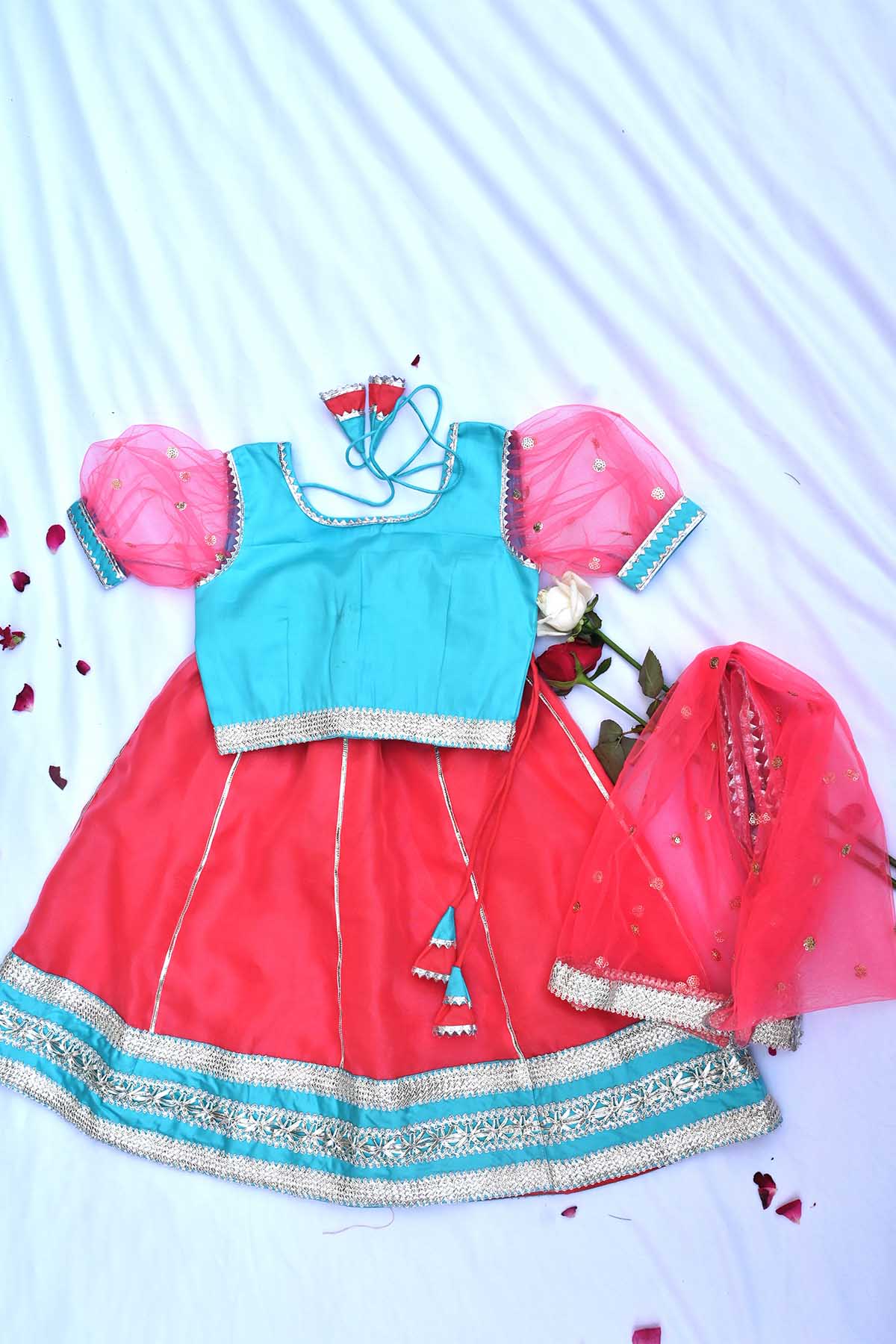 Buy Multicolor Sequins Lehenga Set by ViYa for Girls online at ScrollnShops